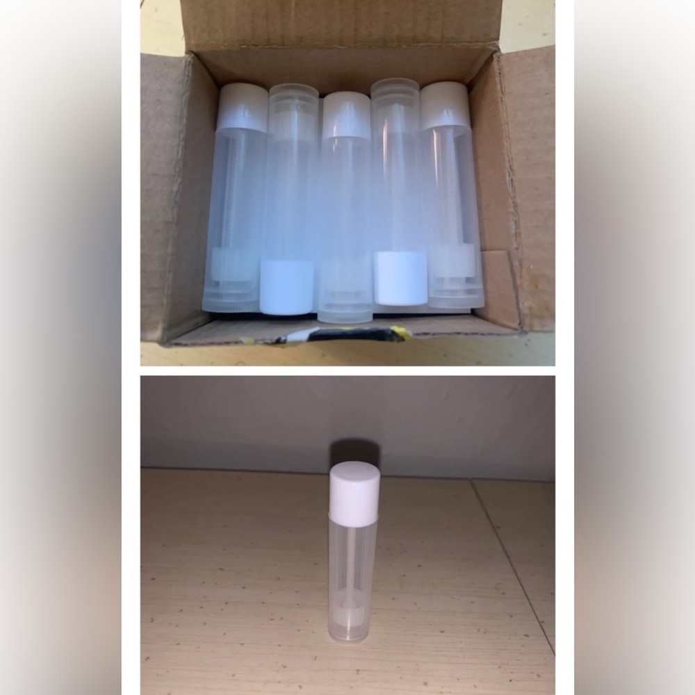 19 clear empty lip balm tubes with white caps